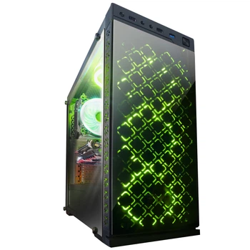 Корпус Frime Illusion green led без БП (Illusion-U3-GLS-4GDRF); 1xUSB 3.0, 2xUSB, Левая боковая панель из закаленного стекла, 4шт Green Double Ring Fan