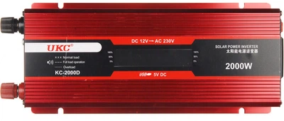 Інвертор авто перетворювач напруги з LCD екраном і USB 12 V в 220 V AR 2000 Вт UKC KC - 2000 D