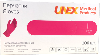 Перчатки Unex Medical Products нитриловые розовые нестерильные неопудренные L 50 пар (120-2020)