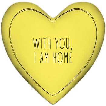 Подушка сердце With you, I am home 37x37 см
