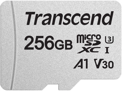 Карта памяти microSD 256Gb Transcend 300S Class 10 UHS-I U3 V30 A1 + SD адаптер (TS256GUSD300S-A)