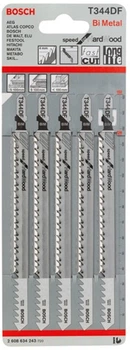Пиляльні полотна для лобзика Bosch T 344 DF Speed for HardWood BIM 5 шт 2608634243 (3165140091947)