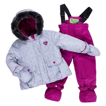 Зимний термокомплект Peluche&Tartine F19M02BF-Frostgray_Batonrouge серебристый с малиновым 82 - 90 см (F19M02BF-Frostgray_Batonrouge-18m)