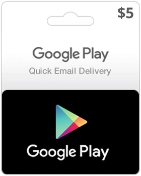 Google Play Gift Card пополнение бумажника (счета) своего аккаунта на сумму 5 usd, US-регион