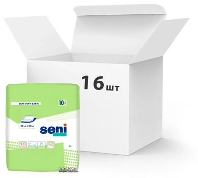 Упаковка одноразових пелюшок Seni Soft Basic 60х60 см 16 пачок по 10 шт. (SE-091-B010-002)