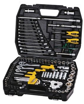 Набор ключей и насадок торцевых MasterTool GM PROFI 1/4” - 3/8” - 1/2”, трещотка 72Т, 121 шт, кейс (Арт.: 78-5121)