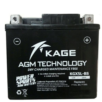 Мото акумулятор KAGE KGX5L-BS (YTX5L-BS) 5 Ah, 70 А, (-/+) 12 v 114x71x107 мм,
