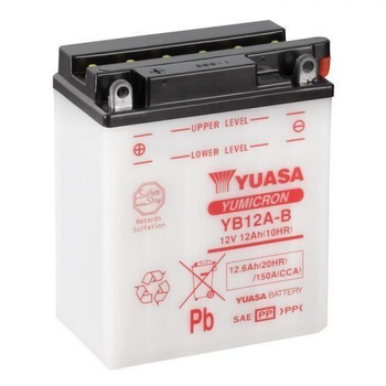 Мото аккумулятор YUASA YB12A-B 12 Аh, 165 А, (+/-), 134х80х160 мм