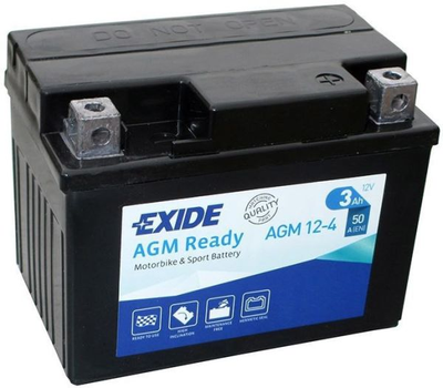 Мото аккумулятор EXIDE SLA12-4 / AGM12-4 3 Аh, 50 А, (-/+), 113х70х85 мм