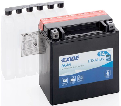 Мото аккумулятор EXIDE ETX16-BS / YTX16-BS 14 Аh, 215 А, (+/-), 150х87х161 мм