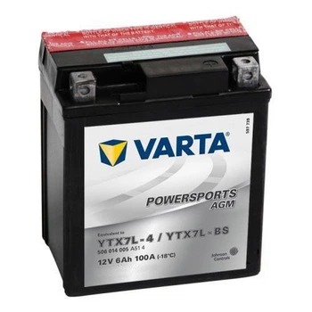Мото акумулятор VARTA YTX7L-BS (YTX7L-4) Powersports AGM 6 Аһ, 100 А, (-/+), 114х71х131 мм