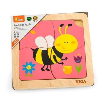 Деревянный мини-пазл Viga Toys Пчелка, 4 эл. (SKU-50138) 15 x 15 x 1 см