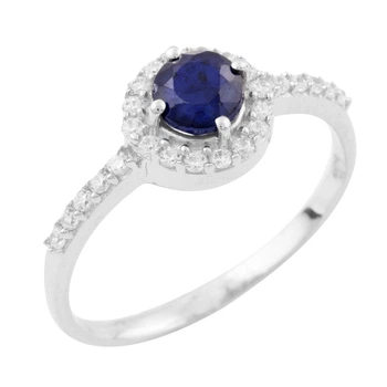 Срібна каблучка з натуральним сапфіром 1.21ct, вага виробу 1,61 гр (1236611)