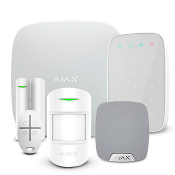 Комплект бездротової сигналізації Ajax StarterKit + KeyPad + HomeSiren white