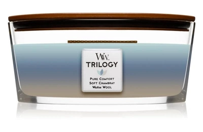 Woodwick Trilogy Woven Comforts ароматизована свічка 453,6 гр з дерев'яним гнітом (Hearthwick)