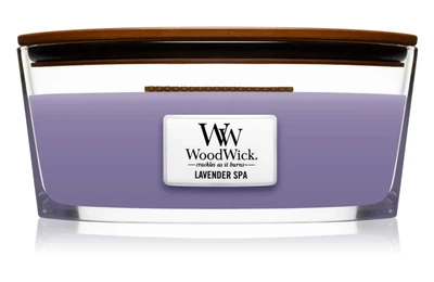Woodwick Lavender Spa ароматизована свічка 453,6 гр з дерев'яним гнітом (Hearthwick)