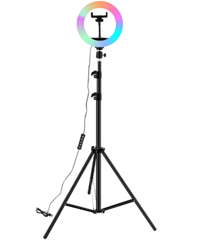 Светодиодная LED лампа MJ20 RGB 15 цветов Soft Ring Light 20 см + Студийный штатив Stend 210 см