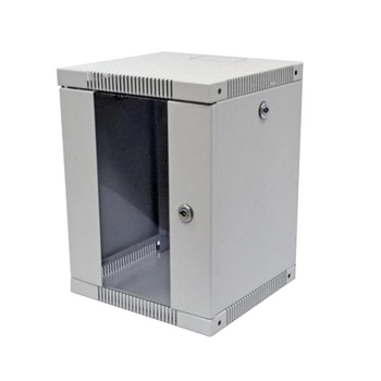 Настенный серверный шкаф CMS 10" 6U, 320х300х335мм (Ш*Г*В) со стеклянной дверью, серый UA-ШТК-6U-GR