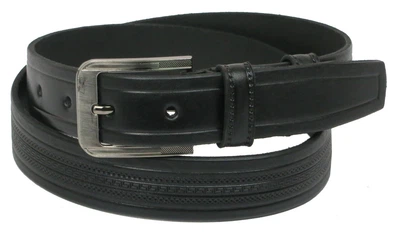 Ремень под брюки Skipper 1052-35 натуральная кожа 3,5 см Черный