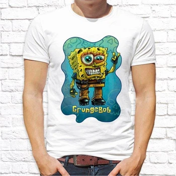 Мужская футболка с принтом Губка Боб квадратные штаны (SpongeBob SquarePants) XXXL, Белый Push IT