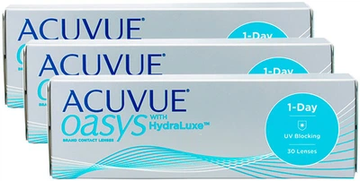 Контактні лінзи Acuvue Oasys 1-Day with Hydraluxe BC=9.0 DIA=14.3 PWR=-0.50 90 лінз