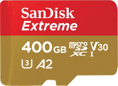 Карта памяти SanDisk microSDXC 400GB C10 UHS-I U3 A2 Extreme V30 + SD-адаптер (SDSQXA1-400G-GN6MA)