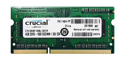 пам'ять Crucial 4Gb SO-DIMM DDR3L 1600 C11 (CT51264BF160BJ) 1.35v