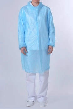 Защитный халат из нетканого материала для посетителя на кнопках Polix PRO&MED 25 г/м² 10 УП (10 ШТ) голубой L/XL
