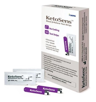 Тест-смужки для визначення рівня кетонів у крові KetoSens β-Ketone iSens (КетоСенс Бета-Кетон), 50 шт.