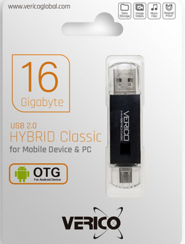 Флеш память USB Verico Hybrid Classic 16GB USB 2.0 + microUSB Black (1UDOV-MIBKG3-NN)