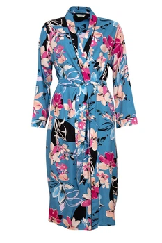 Халат женский Cyberjammies Hannah 4729 14 L Бирюзовый с цветочным принтом (5051877335561)