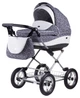 Коляска 2 в 1 класична Roan Emma (12"sery) E71 чорний (візерунок) - біла шкіра - зображення 1