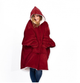 Толстовка плед с рукавами и капюшоном Huggle Hoodie оверсайз, теплый худи с большим карманом для рук Бордовый One size - изображение 9