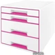 Шафка Leitz WOW CUBE 4 ящики Білий з рожевим (5213-20-23) - зображення 1