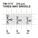 Вертлюг тройной MiniMax 3-way Swivels №8 13 кг 10 шт. (YM-1717-8) - изображение 3