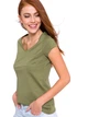 Жіноча футболка LC Waikiki з кишенею на грудях XS Хакі (LCW Woman -1637) - зображення 1