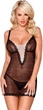 Эротический комплект (ночная рубашки + трусики-стринги) женский Obsessive 811 Chemise L/XL Черные (5901688215234) - изображение 1