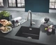 Мийка кухонна Grohe K700U, граніт, прямокут., без крила, 533x457x205мм, чаша - 1, врізна/під стільницю, чорний граніт - изображение 3