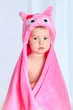 Дитячий рушник з капюшоном DREAM TOWELS СОВА 76Х92 РОЖЕВИЙ (DM-1017) - зображення 4