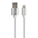 Дата кабель USB 2.0 AM to Lightning 1m nylon silver Vinga (VCPDCLNB1S) - зображення 2