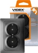 Розетка двойная VIDEX Binera с заземлением Черный графит (VF-BNSK2G-BG) - изображение 5
