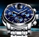 Чоловічий класичний кварцовий годинник Guanquin Liberty Blue 8802 - зображення 6