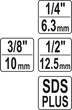 Набор переходников SDS+ YATO 1/4", 3/8", 1/2" 3 шт (YT-04686) - изображение 4