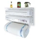 Кухонный держатель диспенсер Triple Paper Dispenser для бумажных полотенец, пищевой пленки и фольги (56643) - изображение 2