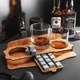 Камені для віскі Top Prestige Whiskey stones Original Wood and Glass 12шт зі стеатиту + мішечок + 2 склянки Сірі - зображення 2