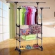 Вешалка стойка для одежды Colgador Double-Pole с полками 90x42x165 см Black (3_07938) - изображение 6
