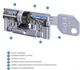 Циліндр EVVA EPS 62 мм (31х31Т) ключ/тумблер нікель - зображення 5