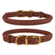 Ошейник для Собак Круглый Кожаный BronzeDog Premium Crazy Коньячный 7 мм 23-33 см (00224) - изображение 1