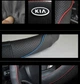 Чехол на руль DLCar оплетка для автомобиля KIA натуральная кожа черная с синей прошивкой - изображение 2