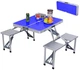 Алюминиевый стол для пикника раскладной с 4 стульями Folding Table 85х67х67 см (Синий) - изображение 1